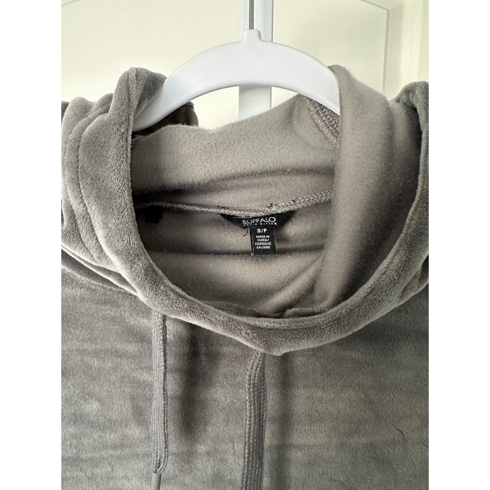 Buffalo David Bitton Womens Velour Cropped Hoodie Charcoal Gray Small S/P - Picture 2 of 3